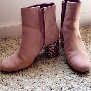 Old Navy pink sparkle heel booties
